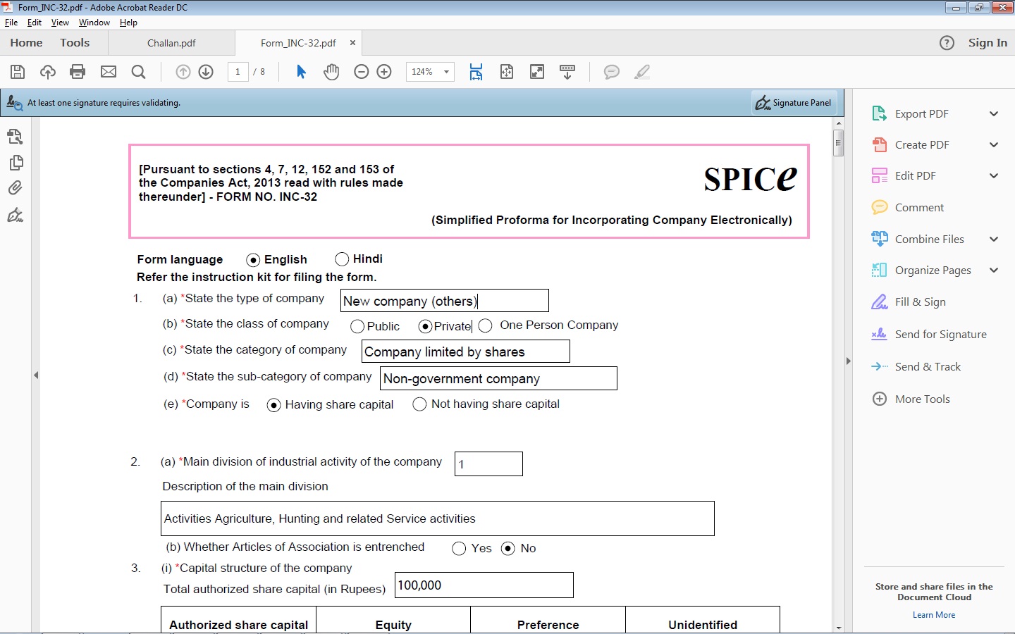 Corporate Updates Draft Documents For Incorporation of Company Using