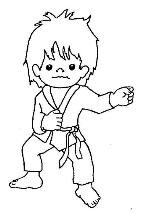 Niño Karateca para colorear y pintar | Dibujos para Colorear Gratis