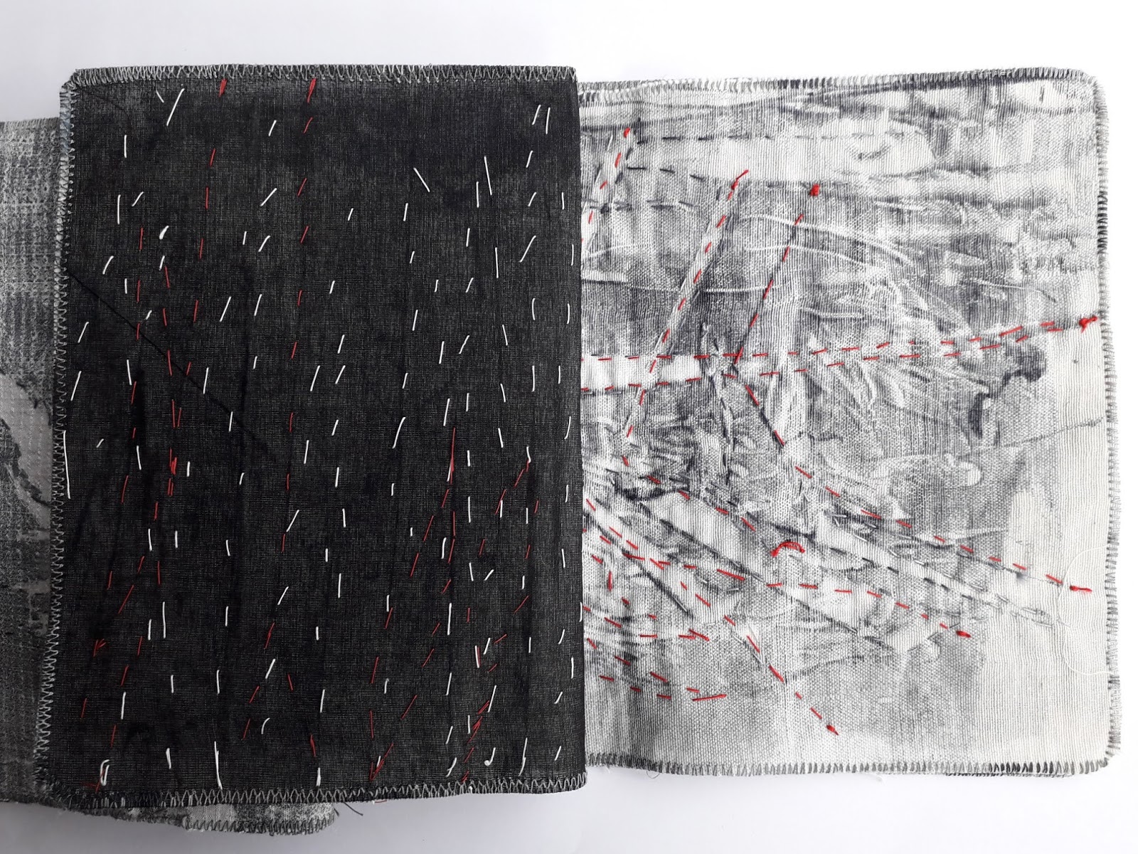 magsramsay: Sketchbook Project V 14: Thread Trails (combining pages )