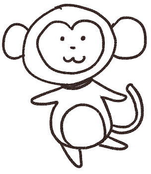 猿のイラスト（申年・干支）線画