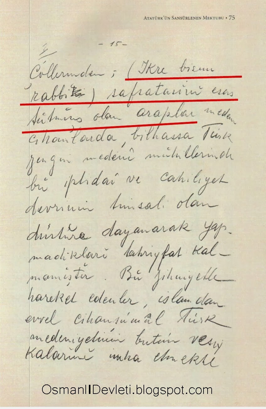 Osmanli Devleti Ataturk Un Sansurlenen Mektubu