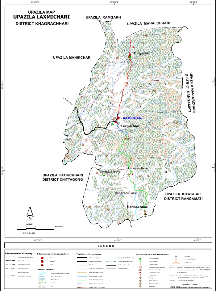 Laxmichari Upazila Map Khagrachari District Bangladesh