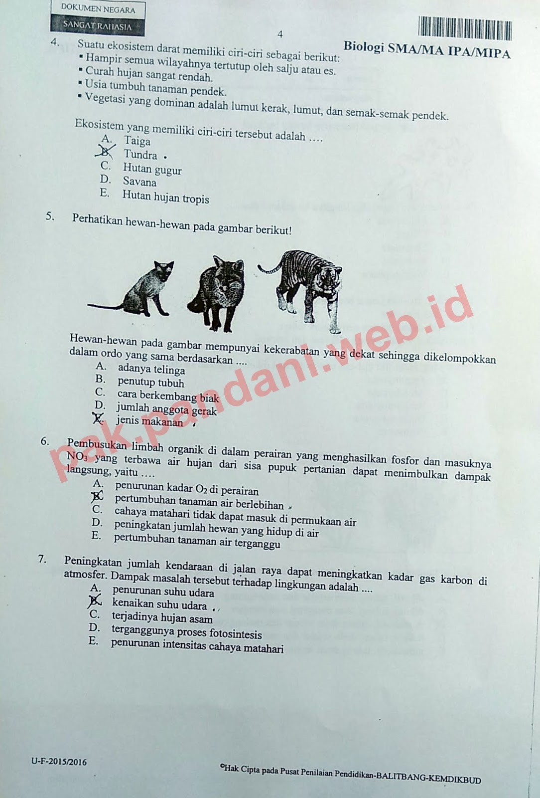 Soal Un Biologi Sma Tahun Pelajaran 2015 2016 Paket Soal 4 Blog Pak Pandani