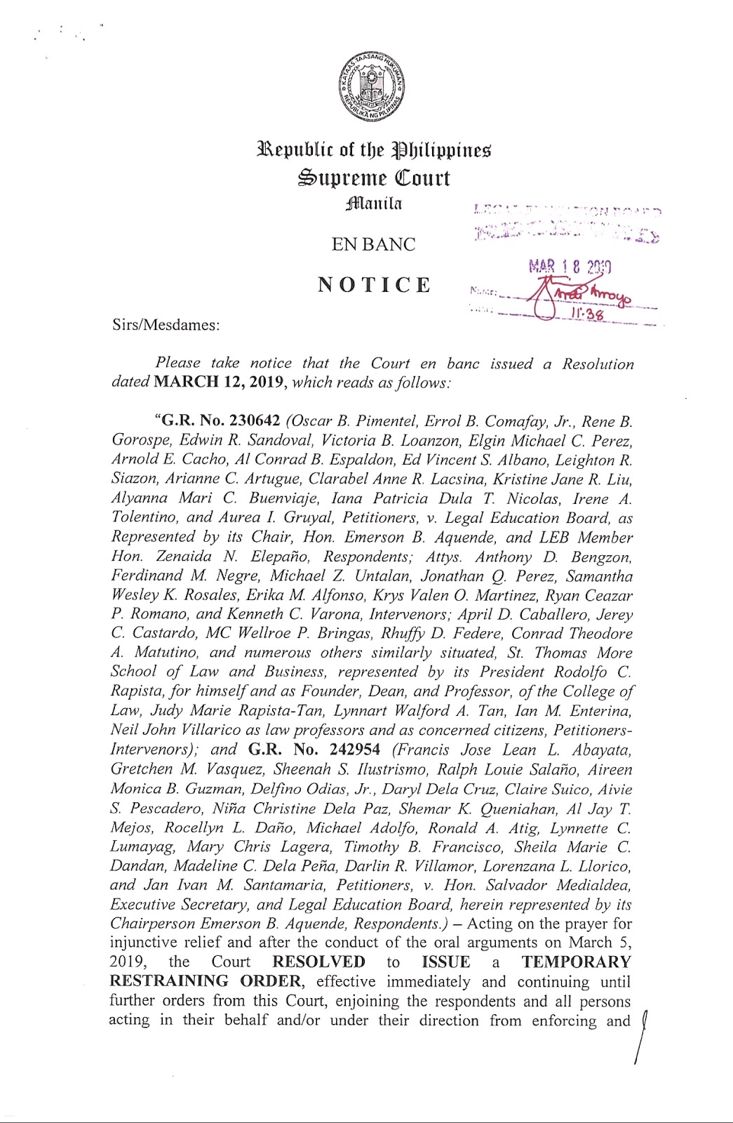 Supreme court tro philsat best sale