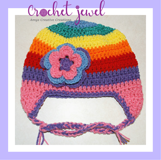 Amy's Crochet Creative Creations: How to Crochet a Rainbow Ear Flap Hat ...