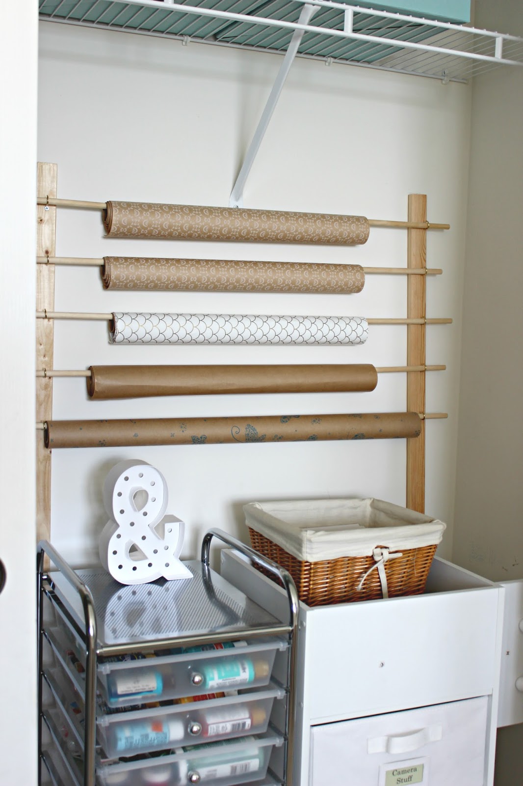 Gift wrap storage idea