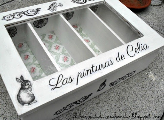 Caja con transfer y decoupage para Celia