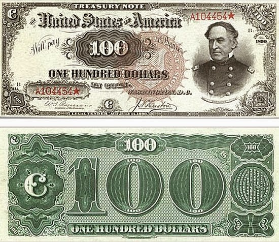 100 долларов США 1890 год