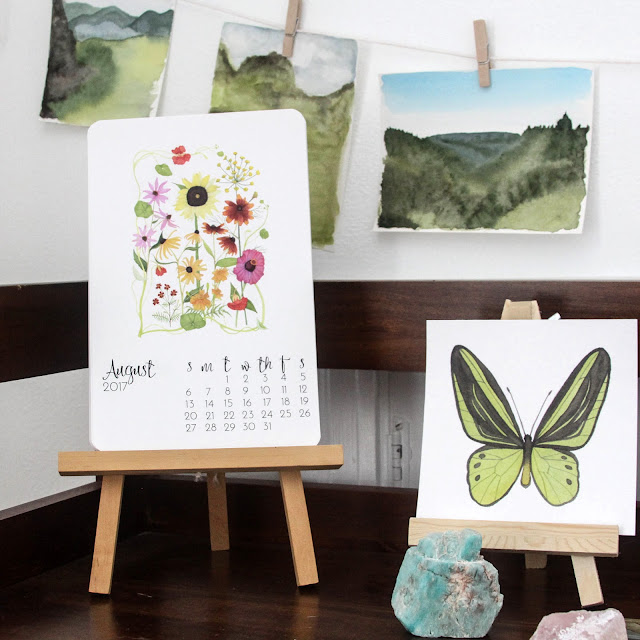 watercolor, watercolor art print calendar, botanical watercolors, studio, artist studio, work space, Anne Butera, My Giant Strawberry