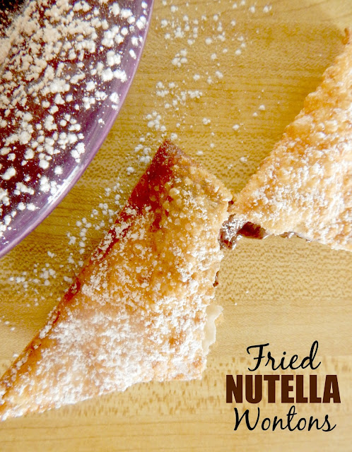 Fried Nutella Wontons....just 3 ingredients and you have a delicious, hot, crispy, oozing with chocolate dessert! (sweetandsavoryfood.com)