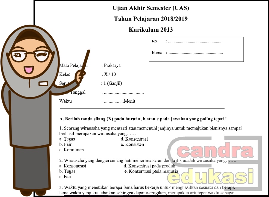 Soal pas prakarya kelas 10 semester 1