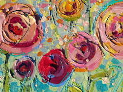 roses summer sweet mixed abstract acrylic painting paste flower modeling floral textured using paintings artist nancy standlee flowers canvas liquitex