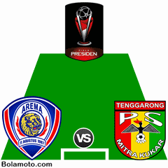 Perebutan Tempat Ketiga Piala Presiden 2015 antara Arema Cronus melawan Mitra Kukar akan digelar di Bali hari Sabtu tanggal 17 Oktober 2015 mulai pukul 18.00 WIB