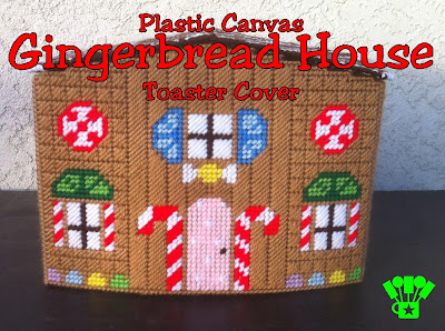 Gingerbread House Plastic Canvas Pattern.   A sweet cover for your toaster.  #PlasticCanvas #Gingerbread