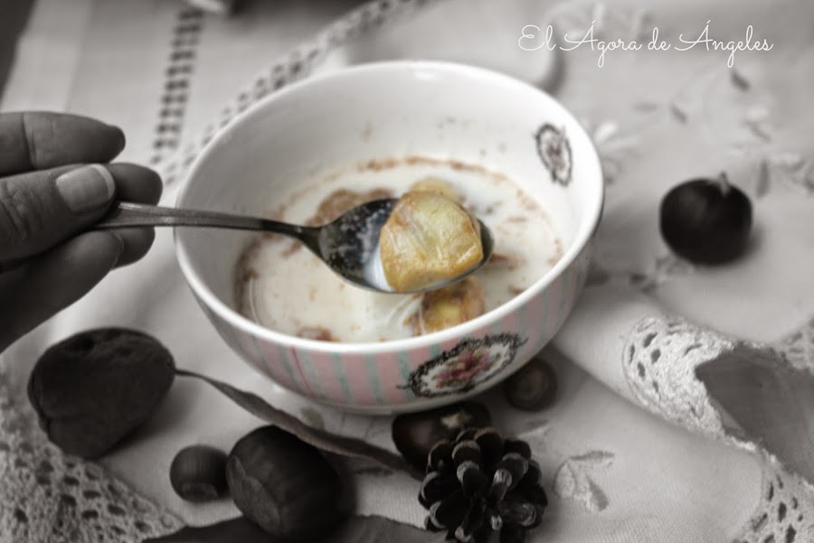 Castañas con leche,canela, otoño