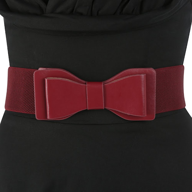 burgundy-elastic-bow-belt