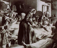 Imagem de Florence Nightingale visitando os pacientes