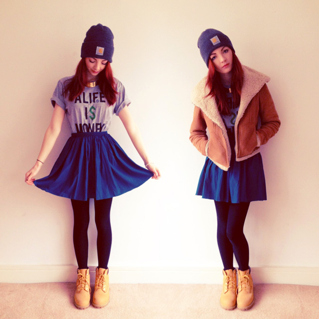 timberland with skirt