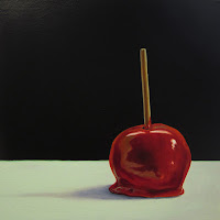 realistic candy apple painting still life, junk food art, jeanne vadeboncoeur