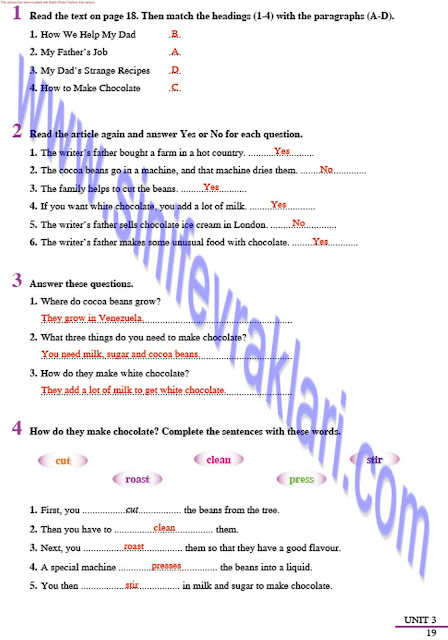 8. Sınıf İngilizce Tutku Yayınları Çalışma Kitabı Cevapları Sayfa 20