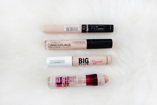 Concealer - Maybelline Fit Me, Instant Age Rewind, Catrice Liquid Camouflage, Etude Big Cover Tip Concealer