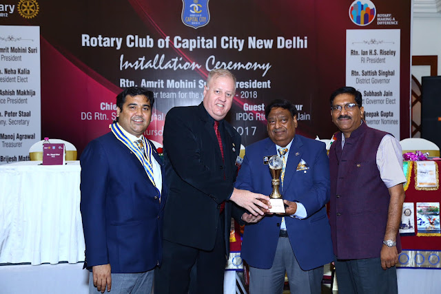 Brijesh Mathur passes the baton to Amrit Mohini Suri as the new president of Rotary club of capital city Brijesh Mathur passes the baton to Amrit Mohini Suri as the new president of Rotary club of capital city