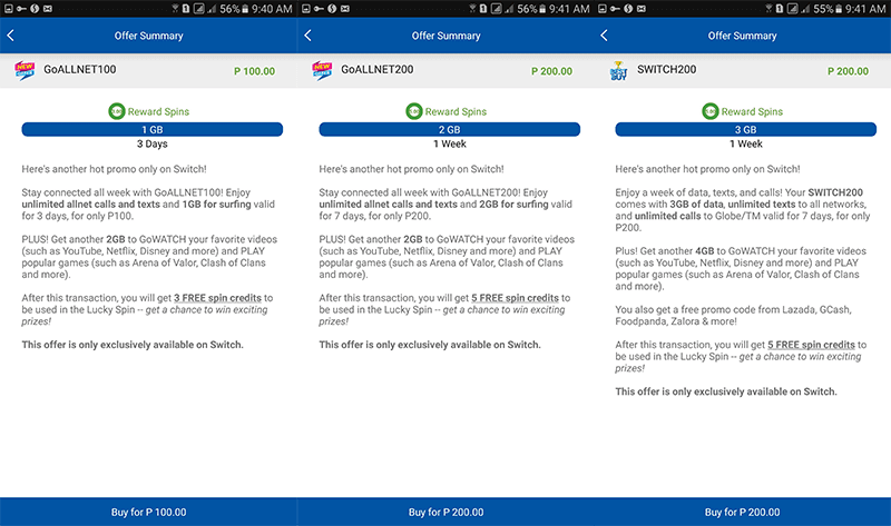 Globe SWITCH200, GoALLNET100, GoALLNET200 data promos announced