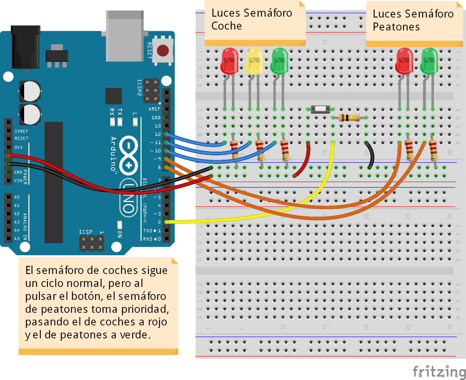 Bicheando con Arduino: Ejemplo 03 - Semáforo