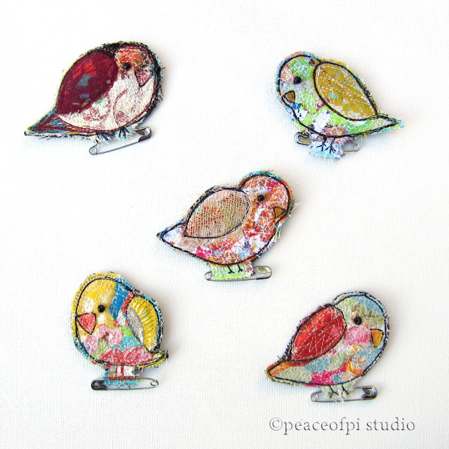 peaceofpi studio: Safety Pin Stitched Scrappy Birds