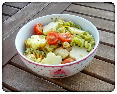 Salade de Torsades colorés au Poulet et au Pesto  Salade de Torsades colorés au Poulet et au Pesto