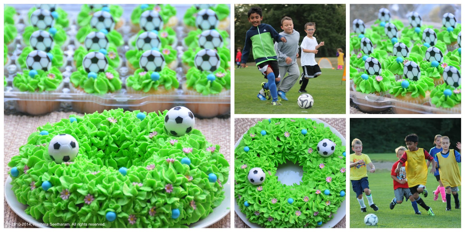 Soccer cake and cupcakes