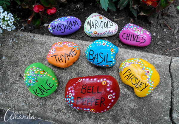 painted rock garden markers from crafts by amanda