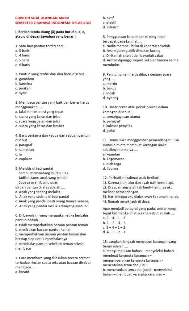 Soal bahasa inggris kelas 8 semester 2 pdf image