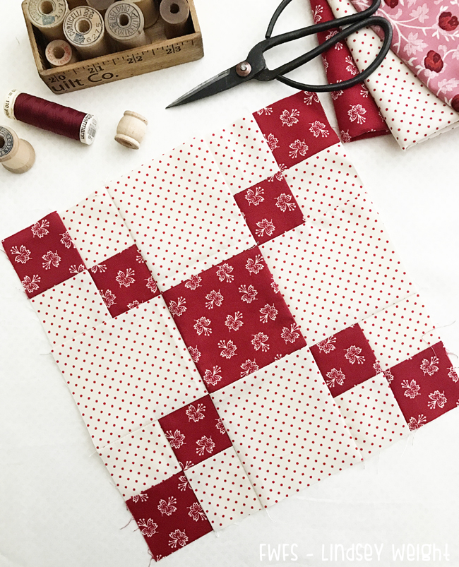 Fort Worth Fabric Studio Raspberry and Cream BOM {Four Patches}