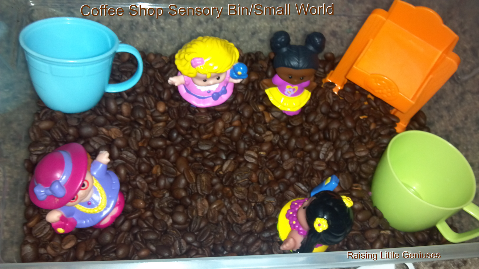 Raising Little Geniuses Coffee Shop Sensory Bin/Small World