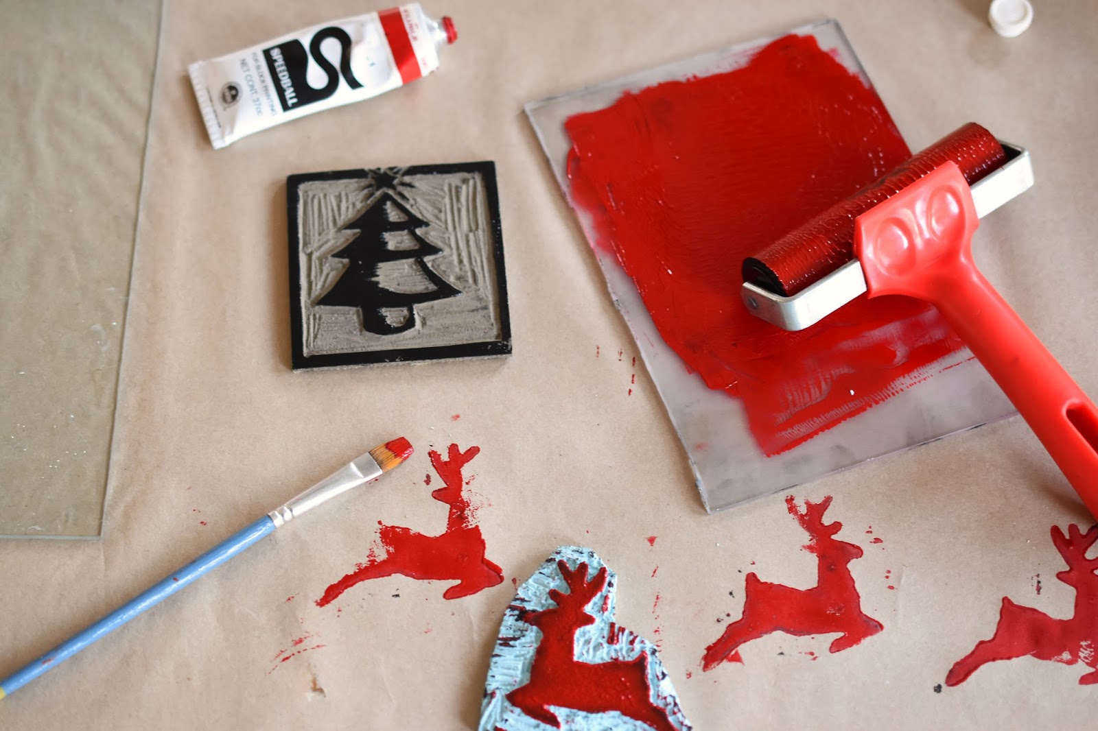 Woman in Real Life DIY Linocut Print Kraft Paper Christmas Gift Wrap