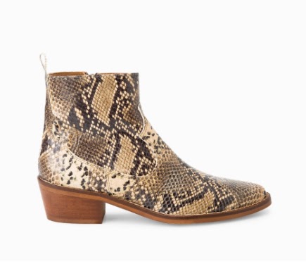 Mango Snake Leather Ankle Boots