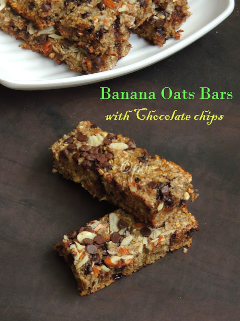 Oats banana Bar, Chocolate chips oats banana bars