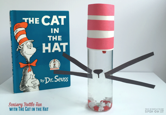 Create a Hands-On Activity Inspired by The Cat in the Hat by Dr. Seuss. A Sensory Bottle experience for all ages!