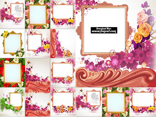 Download set of vector images and decorative frames floral background - Background With Baroque Decoration Flowers