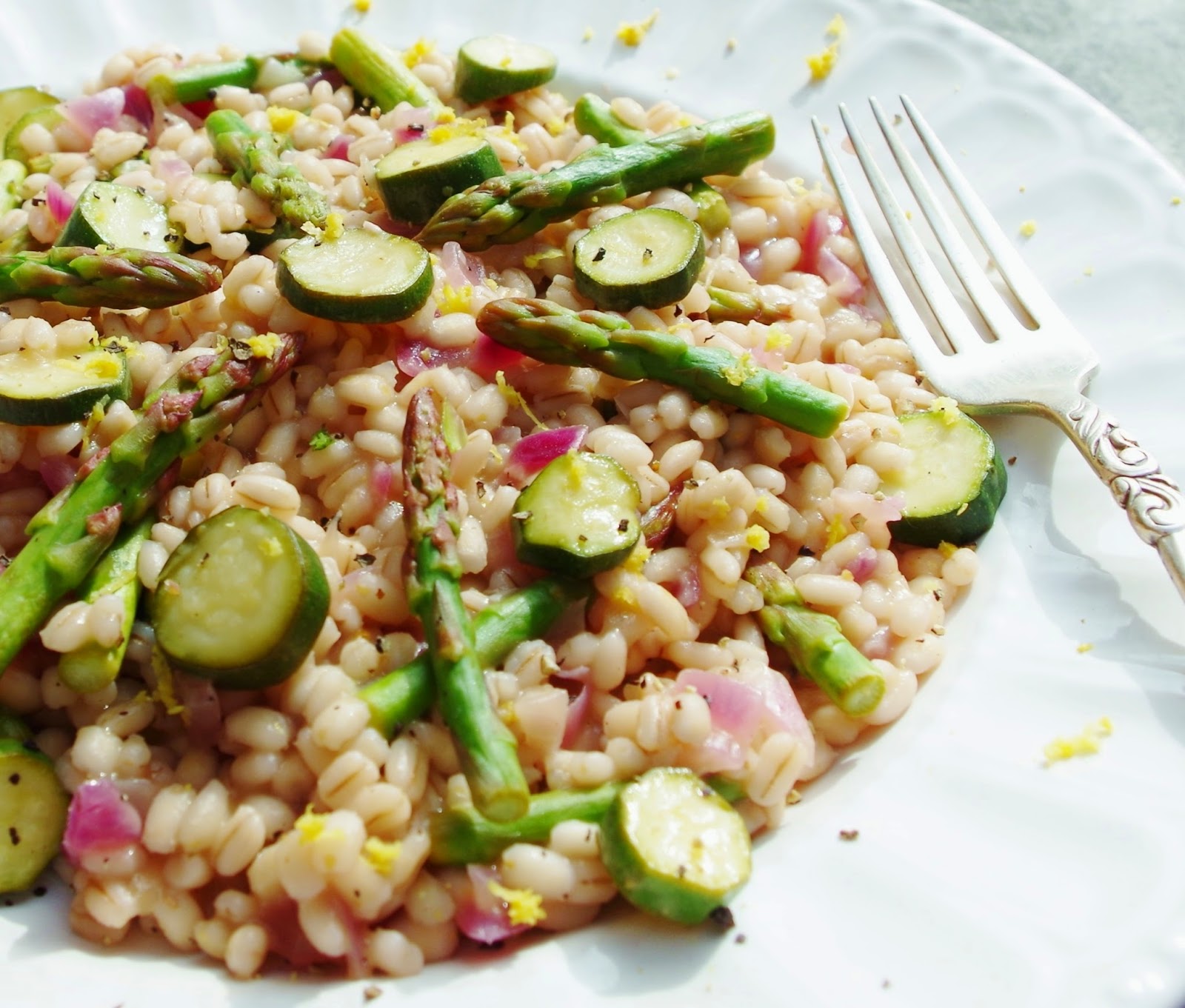 Lemon Asparagus Pearl Barley Risotto Euphoric Vegan
