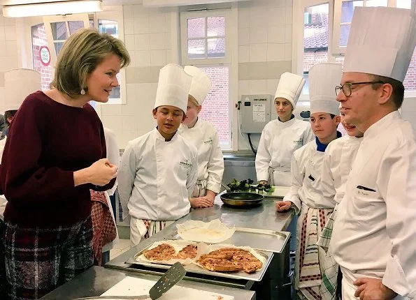 Queen Mathilde visited the Spermalie Hotel and Tourism School (Hotel- en Toerismeschool Spermalie) in Brugge