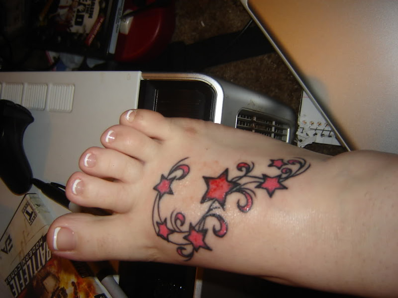 foot tattoo women red stars foot tattoo design foot tattoo title=