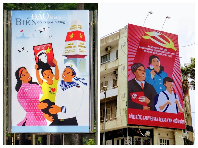 Nationalistic signs in Ho Chi Minh City Vietnam