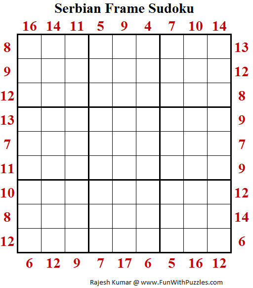 Serbian Frame Sudoku (Puzzles for Adults)