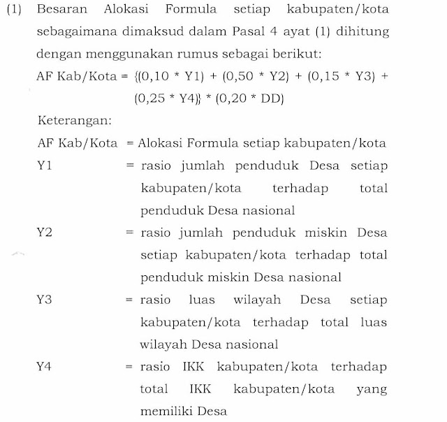 Rumus Alokasi Formula setiap kabupaten/kota