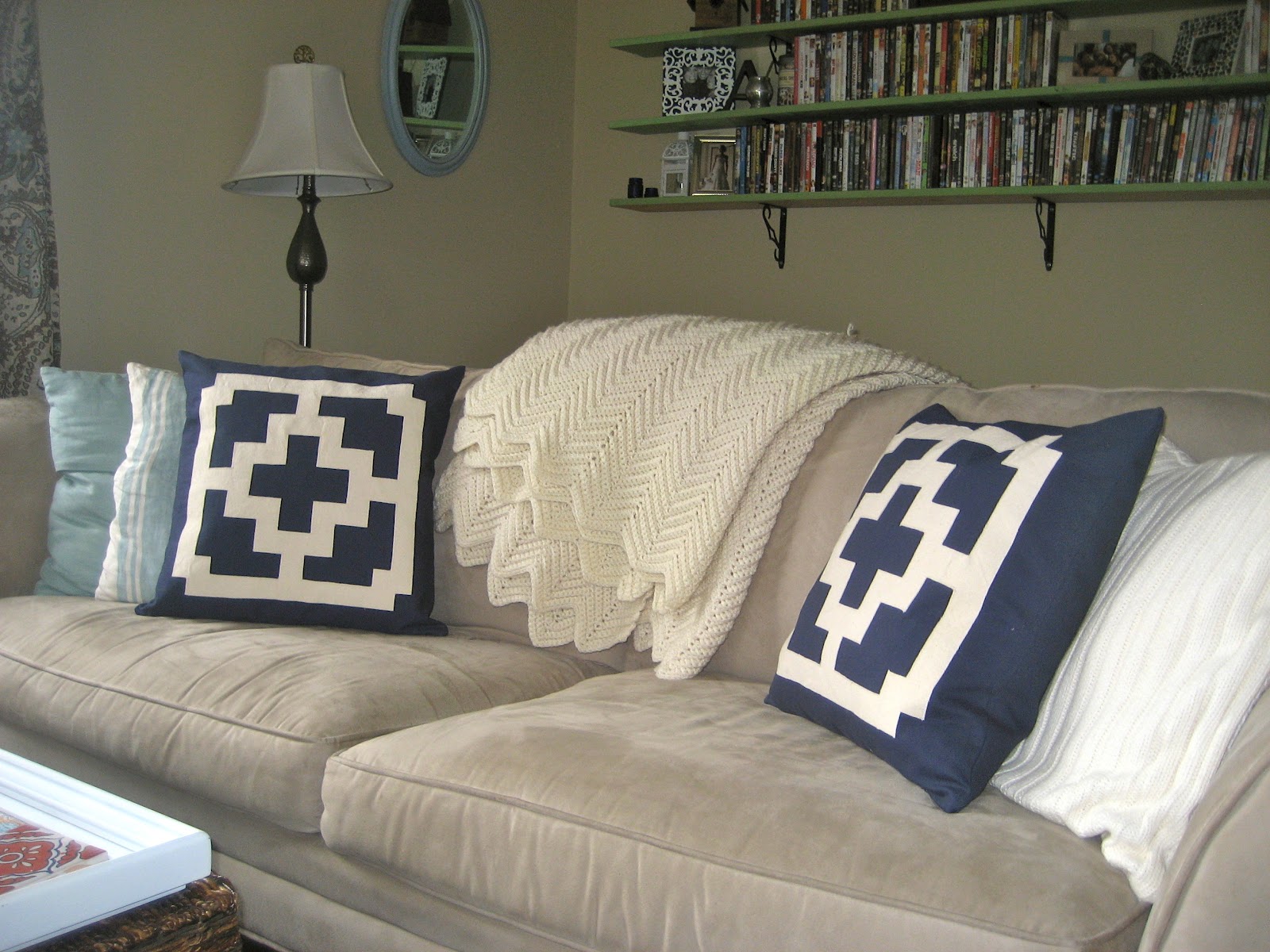 GraceAdkinsDesigns Set of 2 Small Navy Blue Cotton Throw Pillows with
