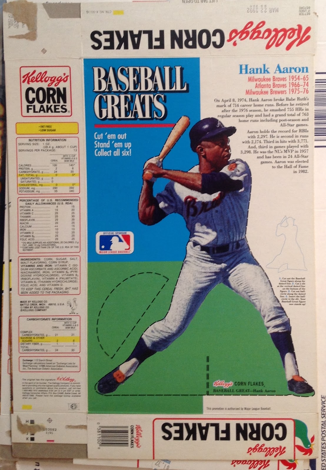 RunFore!Kellogg's Baseball Cards 1991 Kellogg's Corn Flakes AllStar