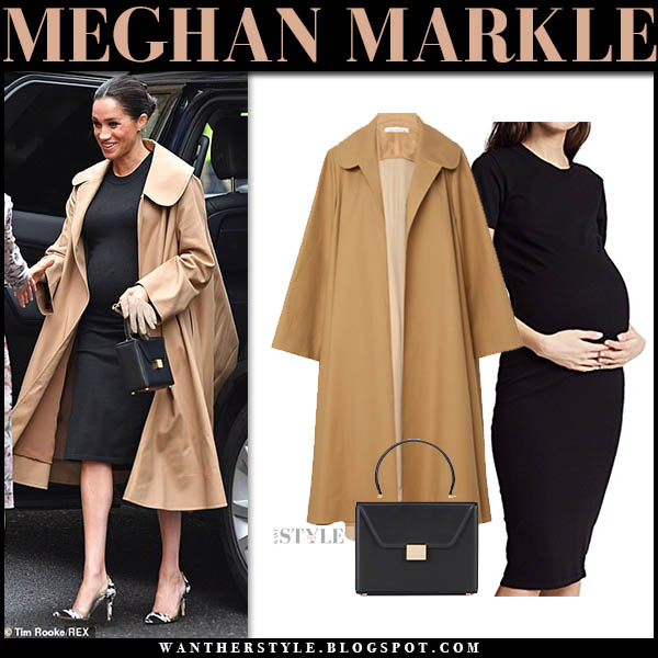 camel and black dress