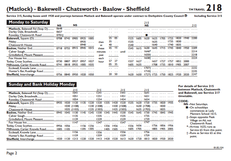 Walking The Peak New Bus Timetables 2015